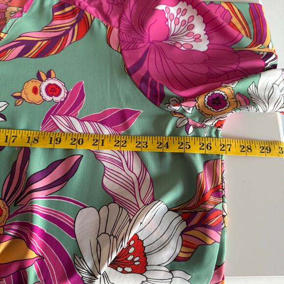 Cha Cha Vente Top Size 2X Floral Dolman Sleeve Tropical Artsy Vacation Flowy - Picture 10 of 11